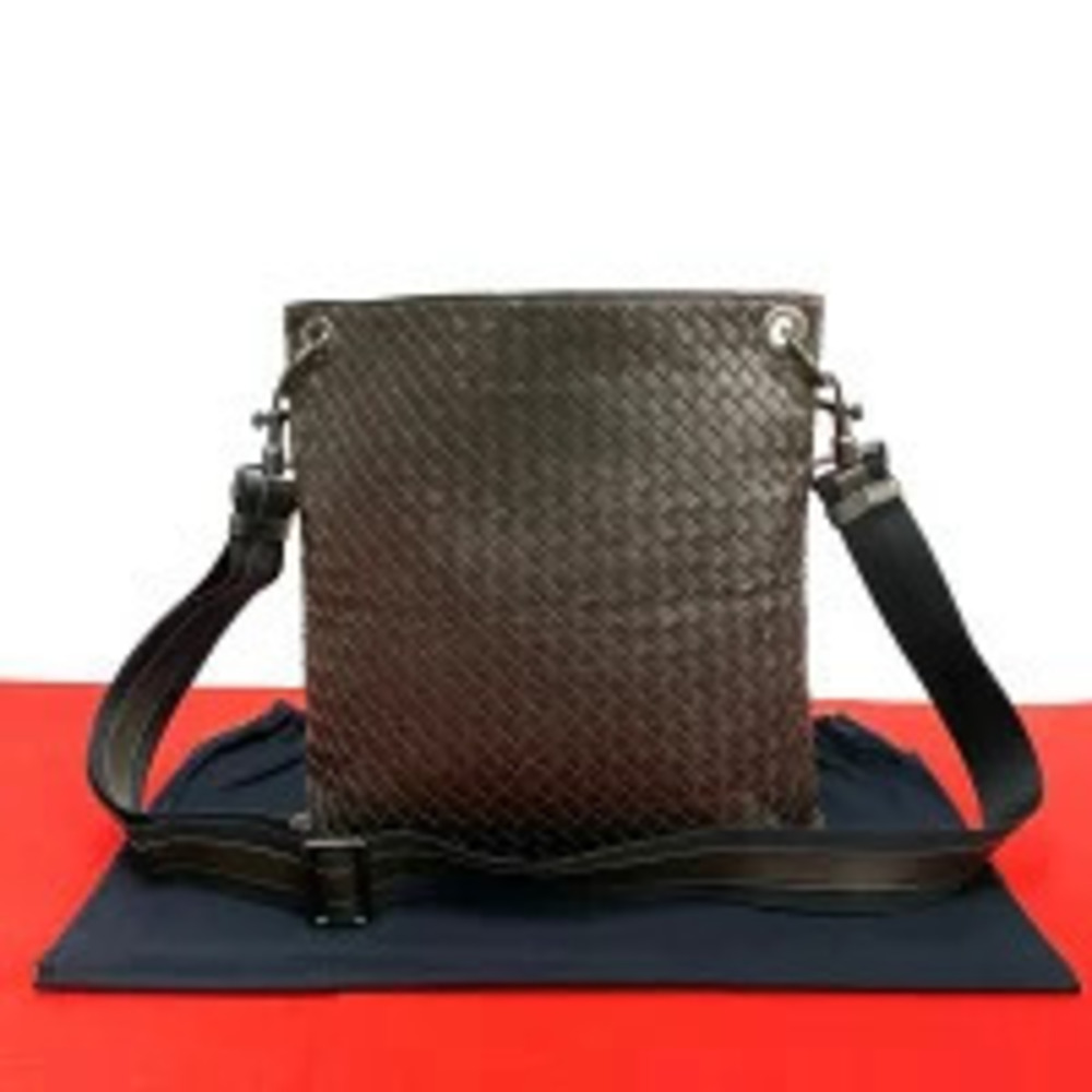 Bottega Veneta Intrecciato Leather Shoulder Bag Sacoche Pochette Brown